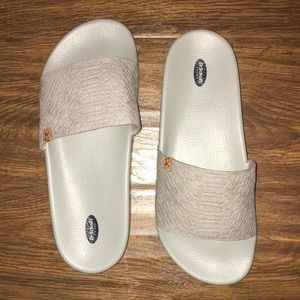 Faux snakeskin slides NWOT